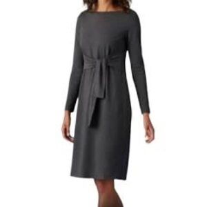 J Jill‎ Wearever Collection Career Charcoal Tie Front Knee Length Dress Medium